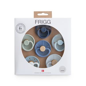 FRIGG 6-Pack Pacifiers - Round Latex - Endless Sea - Size 2